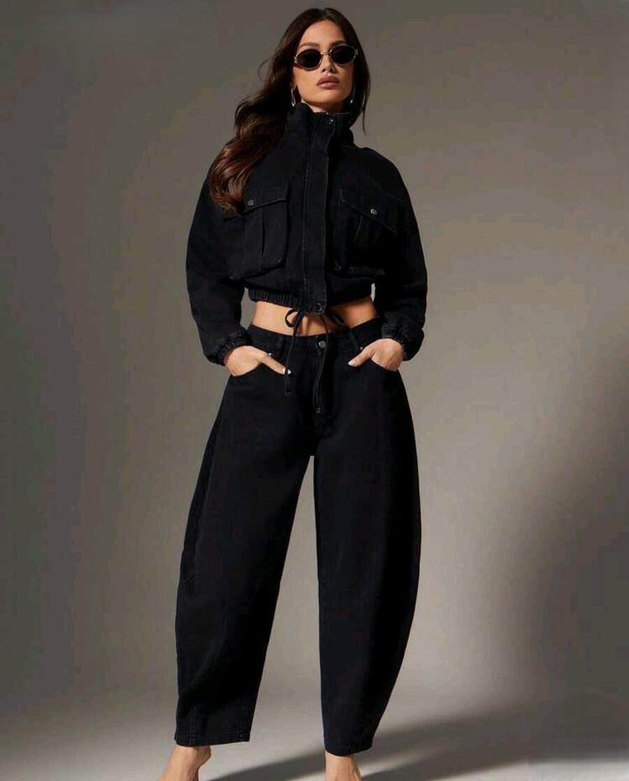 Jeans baloon nero taglie dalla S alla XL