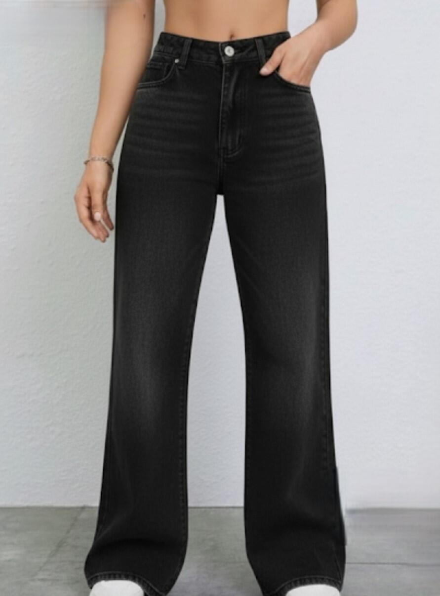 Jeans palazzo nero lavaggio leggermente sabbiato taglie dalla XS alla XL