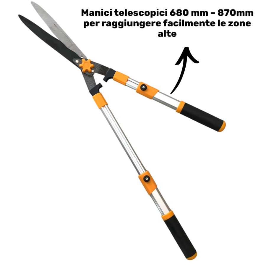 Forbice Tagliasiepi Potatura Siepi Lama ondulata Allungabile 680-870mm Cesoia 