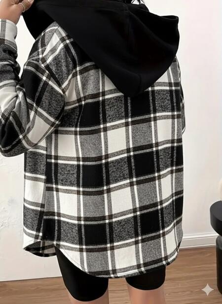 Giacca/camicia in flanella con cappuccio  varie fantasie taglia unica