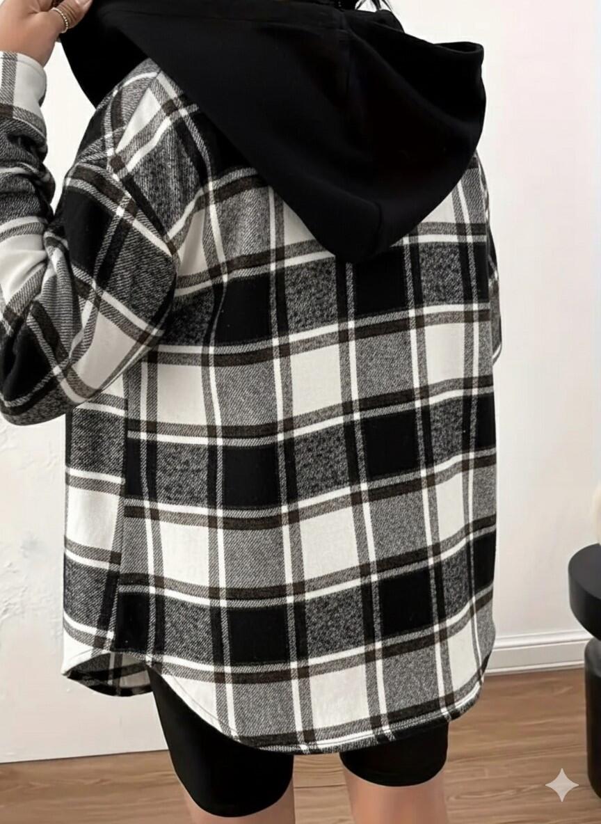 Giacca/camicia in flanella con cappuccio  varie fantasie taglia unica