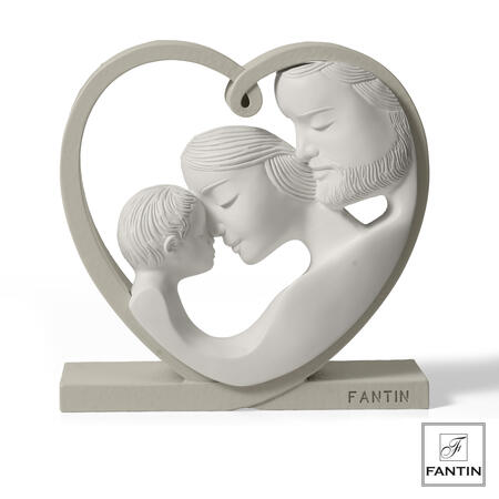 Fantin Argenti - Statuetta Sacra Famiglia nel cuore bianca - base tortora h14