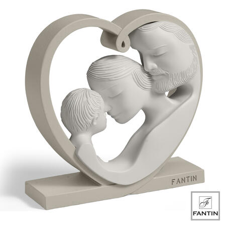 Fantin Argenti - Statua Sacra Famiglia nel cuore bianca - base tortora h20