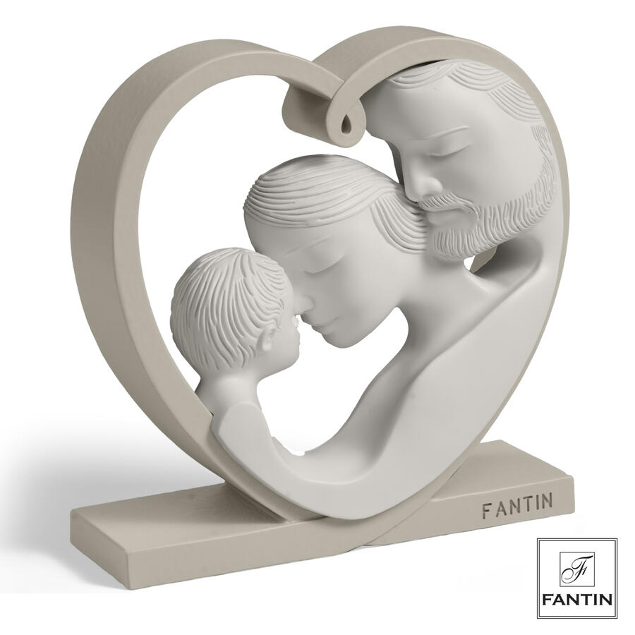 Fantin Argenti - Statua Sacra Famiglia nel cuore bianca - base tortora h20