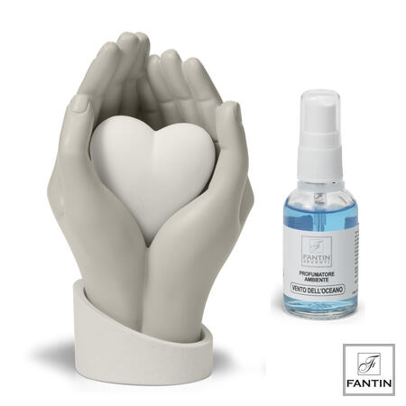 Fantin Argenti - Profumatore cuore bianco nelle mani tortora