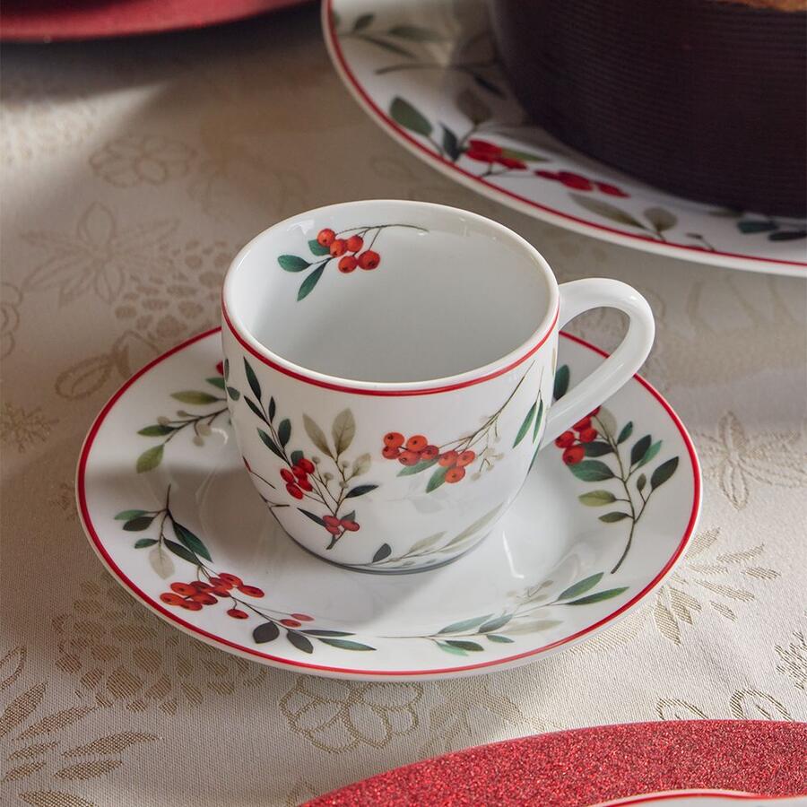 Tognana - Confezione 6 Tazze Caffè con piatto 90 cc Hollyberry