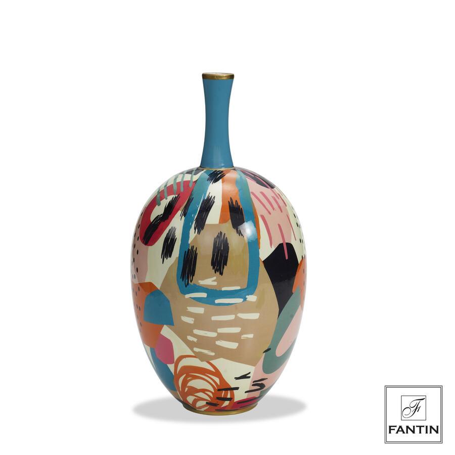 Fantin Argenti - Vaso ceramica astratto multicolor cm. Ø21xh40