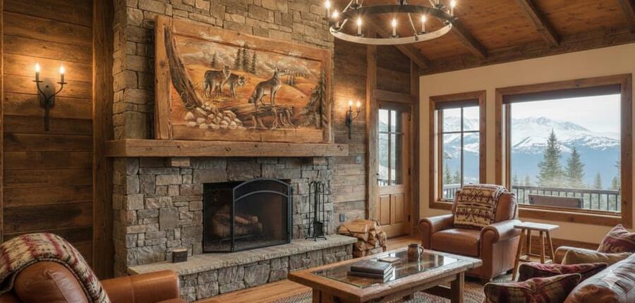 Quadro su tavole di legno vecchio dipinto a mano raffigurante lupi 140x70 cm