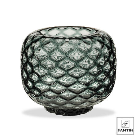 Fantin Argenti - Vaso vetro nido d'ape petrolio cm. Ø30xh26