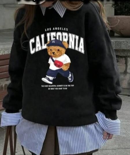 felpa con stampa orsacchiotto vari colori taglia unica