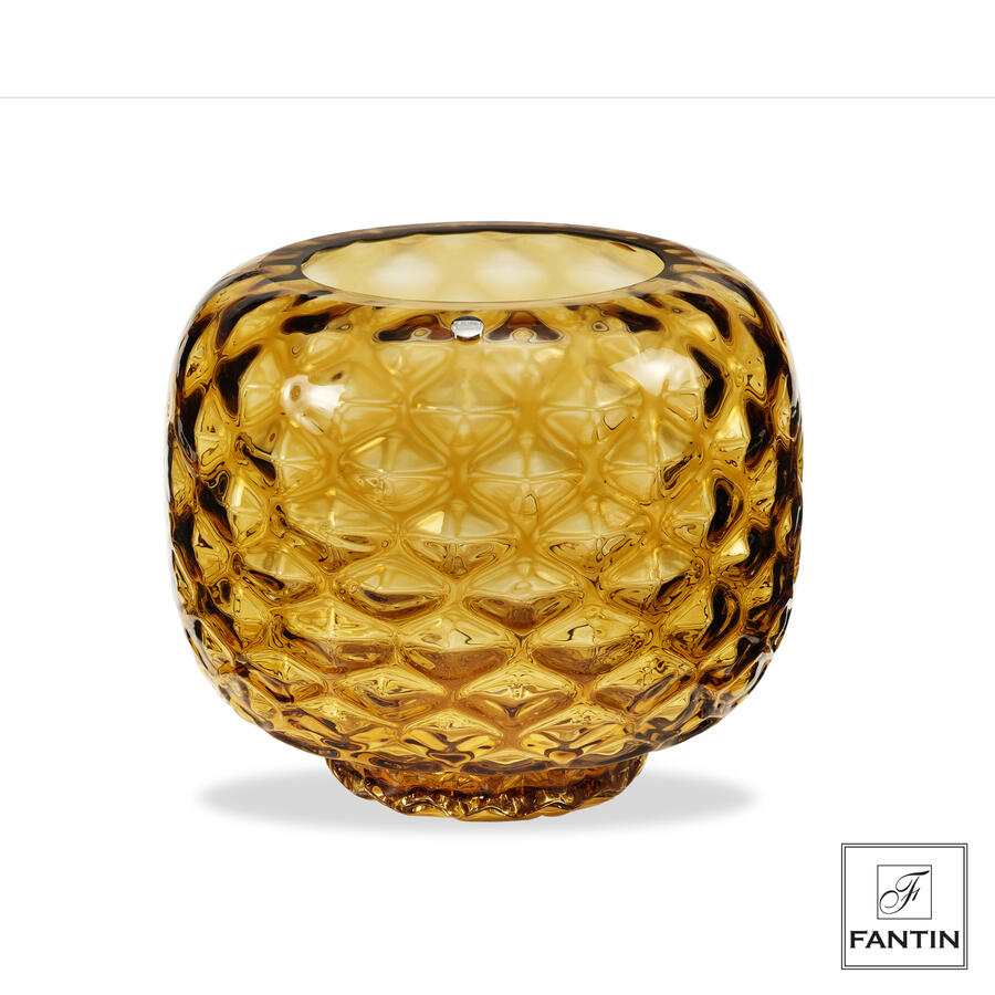 Fantin Argenti - Vaso vetro nido d'ape ambra cm. Ø23,5XH19,5