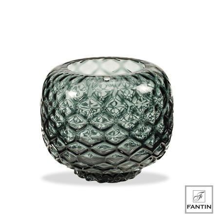 Fantin Argenti - Vaso vetro nido d'ape petrolio cm. Ø23,5XH19,5