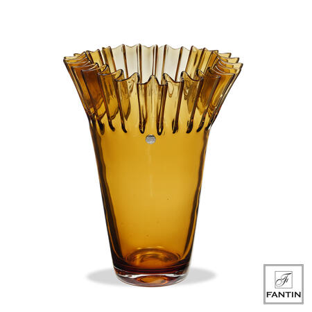 Fantin Argenti - Vaso vetro corolla ambra cm. Ø23xh29,5