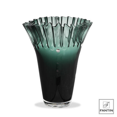 Fantin Argenti - Vaso vetro corolla petrolio cm. Ø23xh29,5