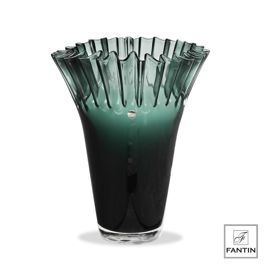 Fantin Argenti - Vaso vetro corolla petrolio cm. Ø23xh29,5