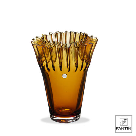 Fantin Argenti - Vaso vetro corolla ambra cm. Ø17,5xh22,5