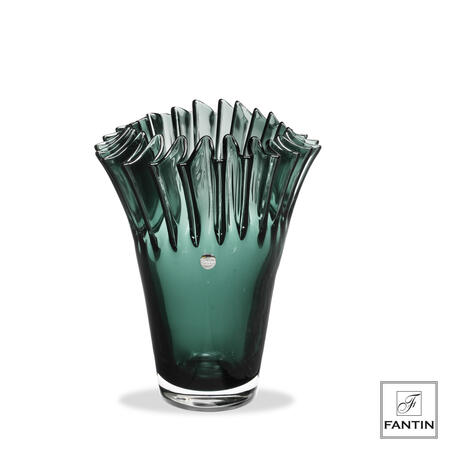 Fantin Argenti - Vaso vetro corolla petrolio cm. Ø17,5xh22,5