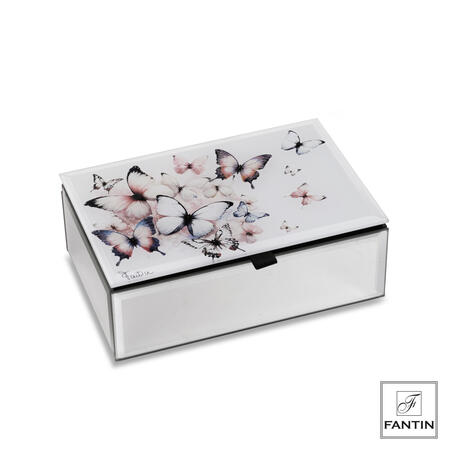 Fantin Argenti - Cofanetto Portagioie in vetro Farfalle in volo  15x10xh5,5