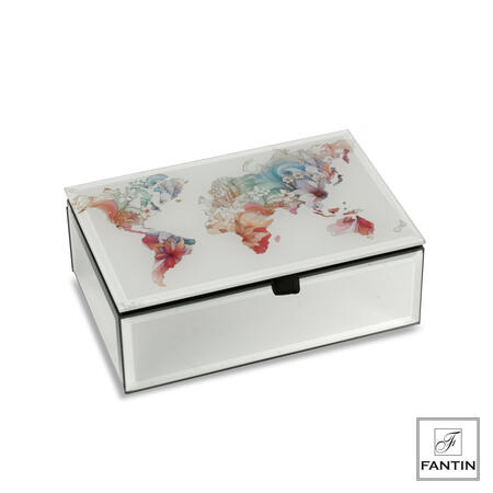 Fantin Argenti - Cofanetto Portagioie in vetro Planisfero  15x10xh5,5