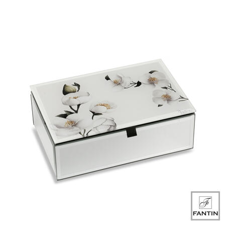 Fantin Argenti - Cofanetto Portagioie in vetro Ramo fiorito 15x10xh5,5