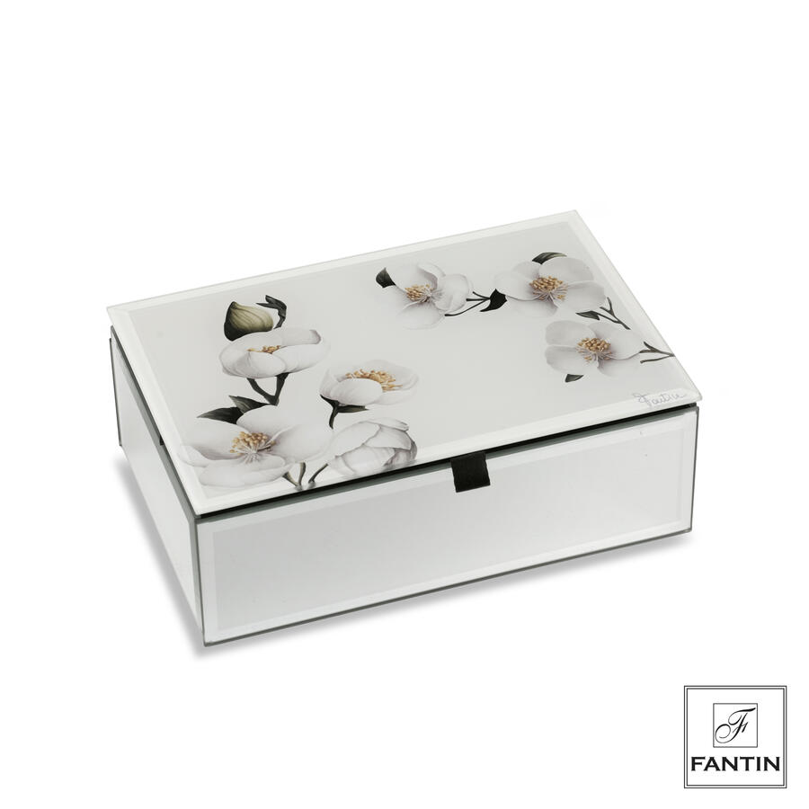 Fantin Argenti - Cofanetto Portagioie in vetro Ramo fiorito 15x10xh5,5