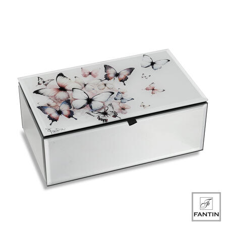 Fantin Argenti - Cofanetto Portagioie in vetro Farfalle in volo 20x12xh8