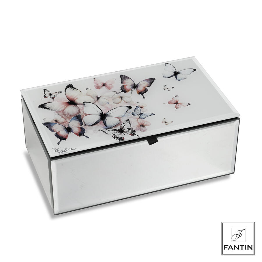 Fantin Argenti - Cofanetto Portagioie in vetro Farfalle in volo 20x12xh8