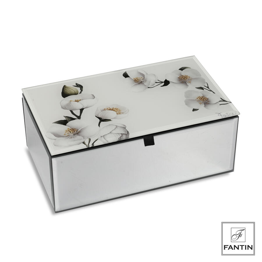 Fantin Argenti - Cofanetto Portagioie in vetro Ramo fiorito 20x12xh8