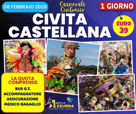 8 FEBBRAIO 2026 TOUR 1 GIORNO CARNEVALE CIVITA DI CASTELLANA