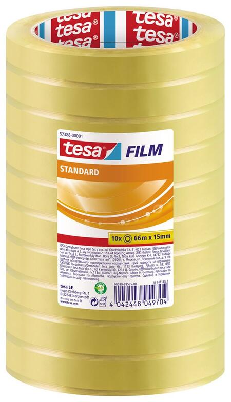 TORRE Nastro adesivo Tesafilm Standard Trasparente senza solventi - vari formati