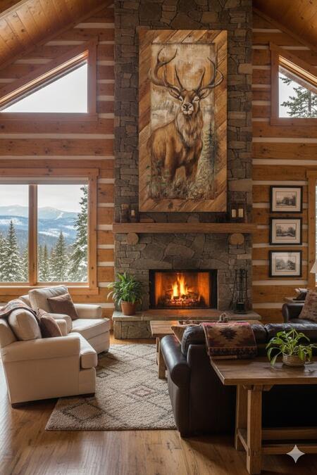 quadro su tavole di legno vecchio raffigurante cervo in piedi