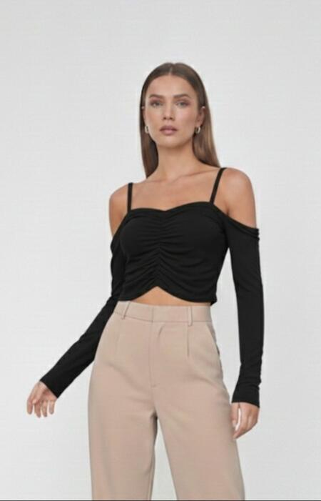 Maglia corta arricciatura regolabile scollo barca vari colori taglia unica