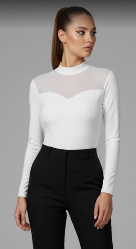 Body in lycra lupetto con effetto velato vari colori taglia unica