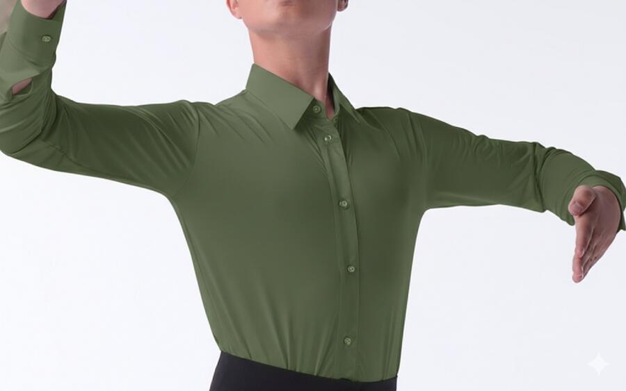 9-0017 Camicia verde militare in Lycra tecnica bielastica vestibilità slim