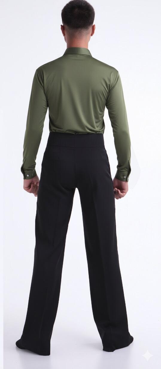 9-0017 Camicia verde militare in Lycra tecnica bielastica vestibilità slim