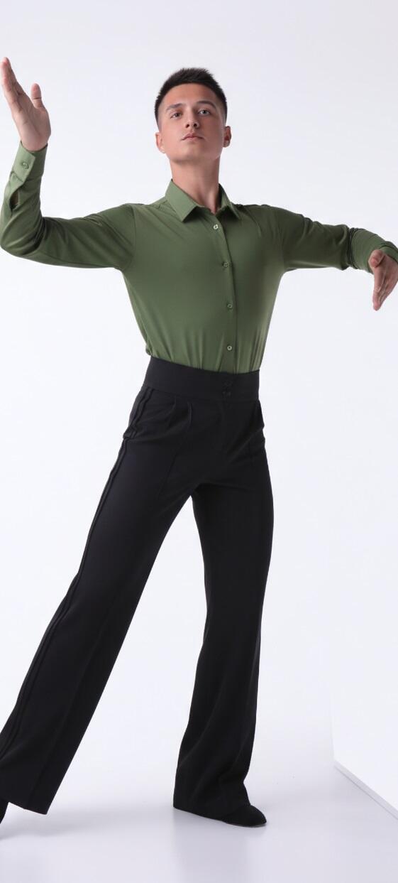 9-0017 Camicia verde militare in Lycra tecnica bielastica vestibilità slim