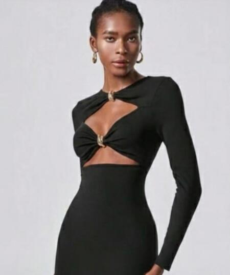 Vestitino in lycra cut-out con apertura geometrica sul decoltè vari colori taglia unica