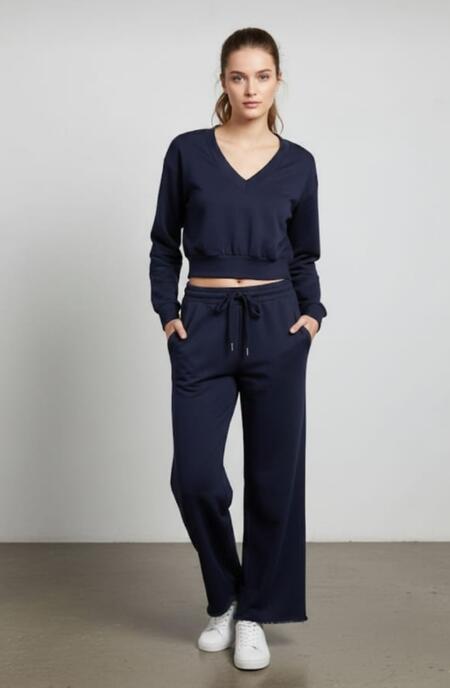 Coordinato tuta scollo a V corta vari colori taglia unica