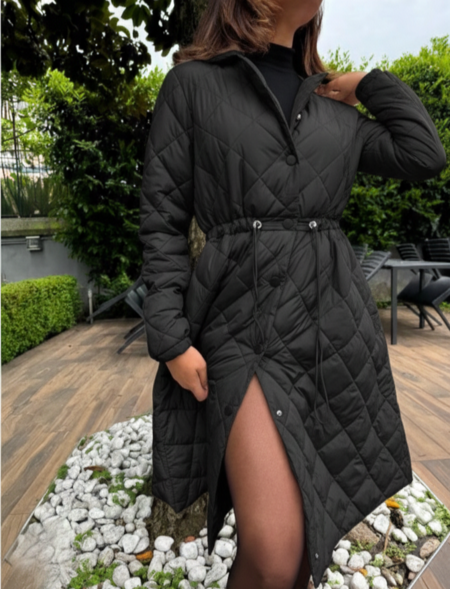 Giubbino lungo trapuntato con elastico in vita regolabile vari colori taglia dalla S alla XL