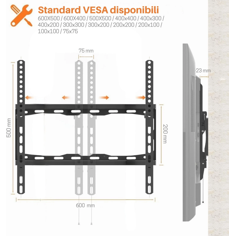Staffa Tv A Muro Braccio DA 40 Pollici A 85 Pollici Fissa Supporto Vesa