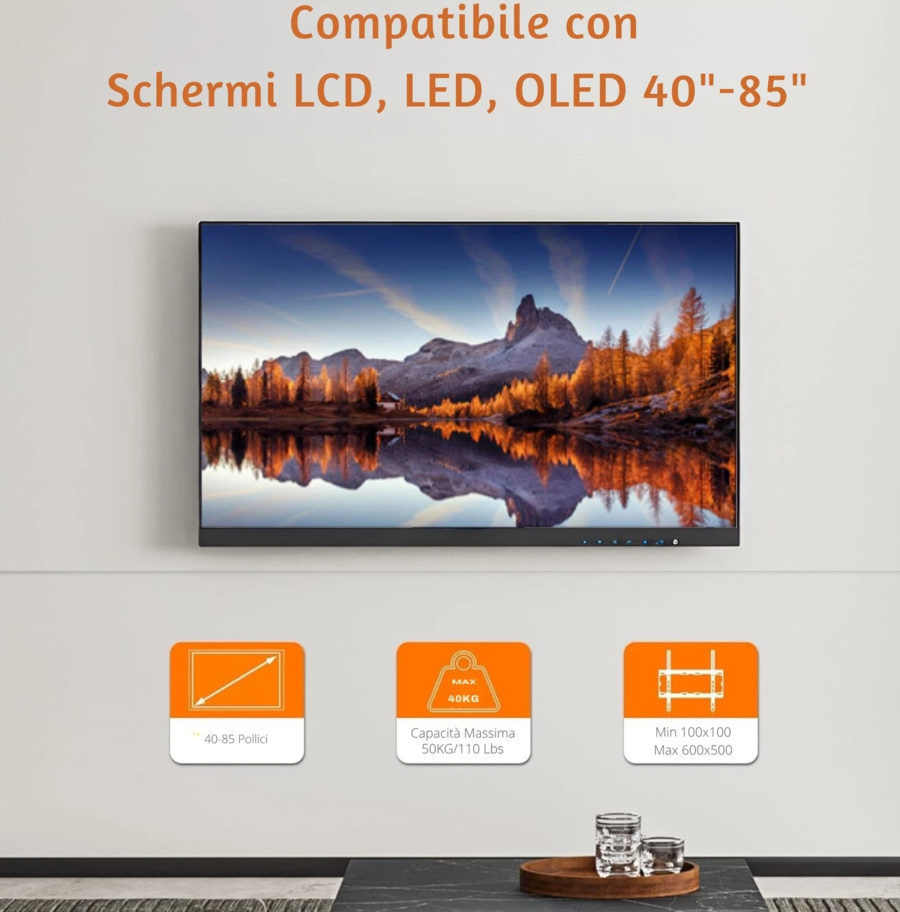 Staffa Tv A Muro Braccio DA 40 Pollici A 85 Pollici Fissa Supporto Vesa