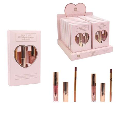 ROSE BERRY 3 & 1 LIPLINER + LIP GLOSSY (Dupe Charlotte Tilbury)