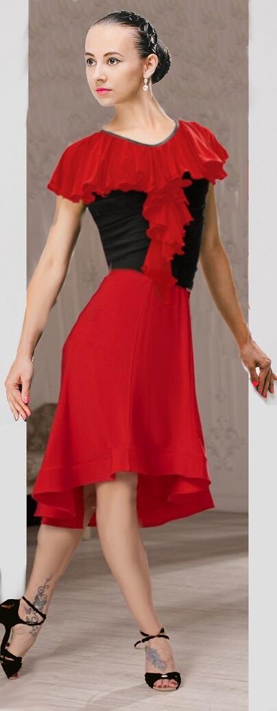 Maglia da ballo con volant a spirale colorata U436-02