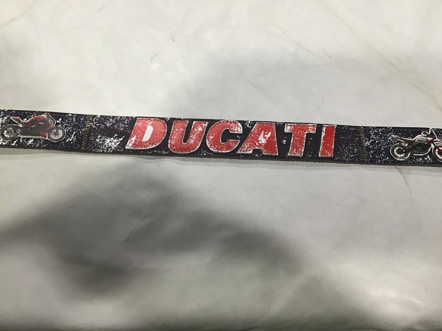 Cintura pelle scritta Ducati blu scuro