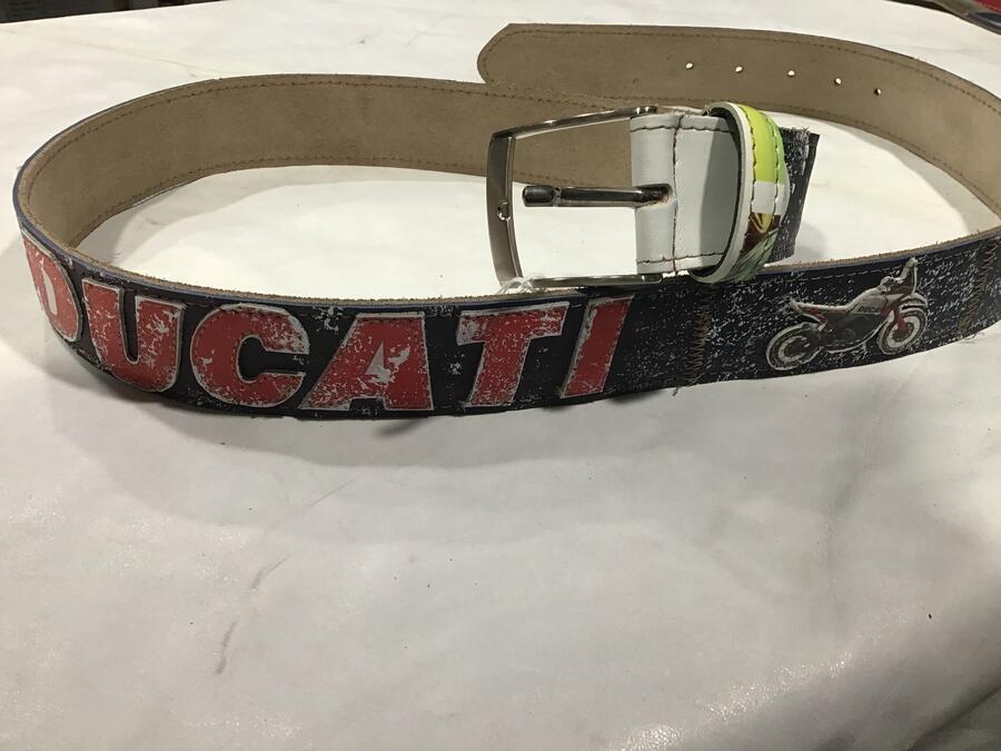 Cintura pelle scritta Ducati blu scuro