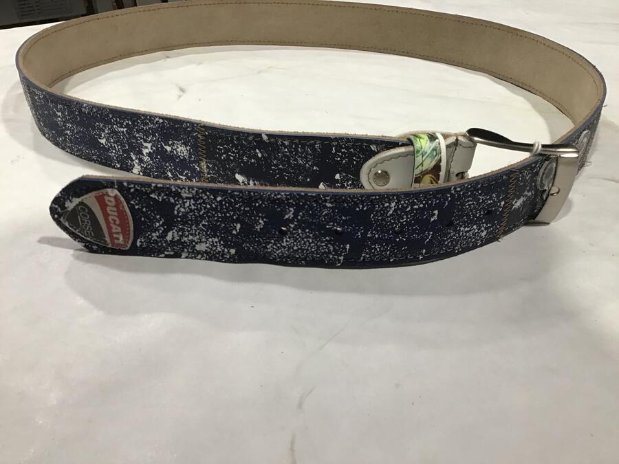 Cintura pelle scritta Ducati blu scuro