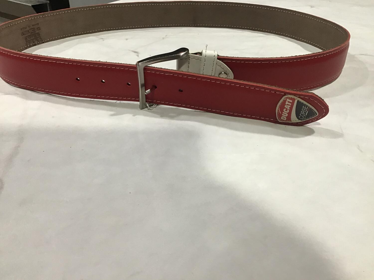 Cintura pelle scritta Ducati rossa