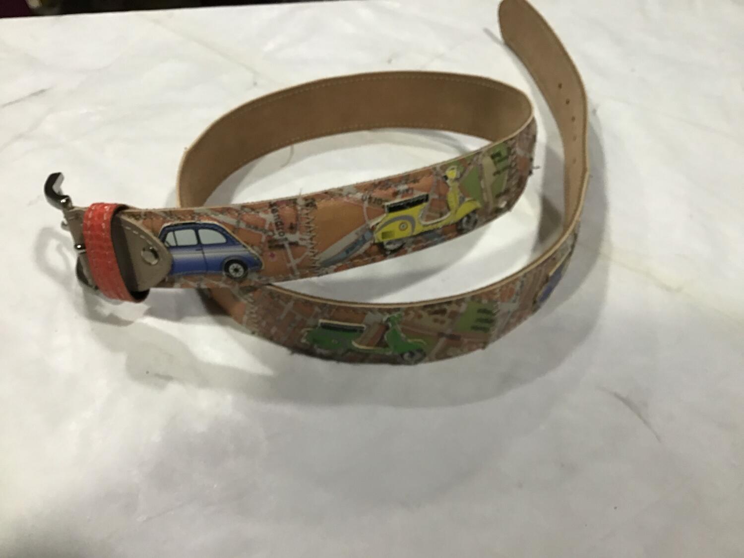 Cintura pelle Vespa cartina stradale