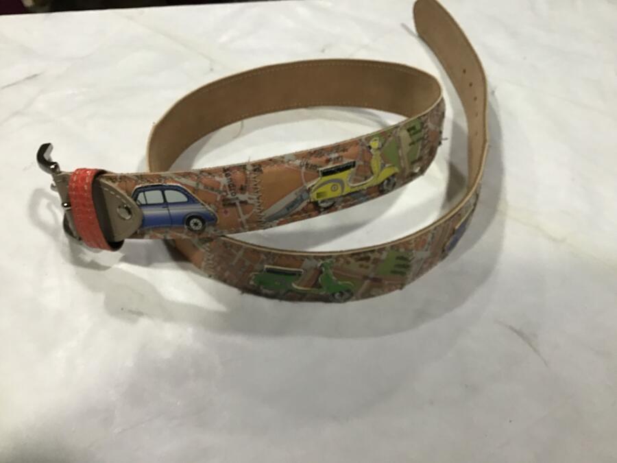 Cintura pelle Vespa cartina stradale