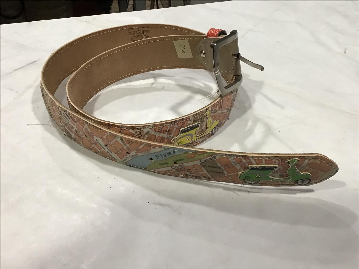 Cintura pelle Vespa cartina stradale